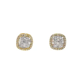 10K GOLD BAGUETTE AND ROUND DIAMOND EARRINGS 0.37 CTW