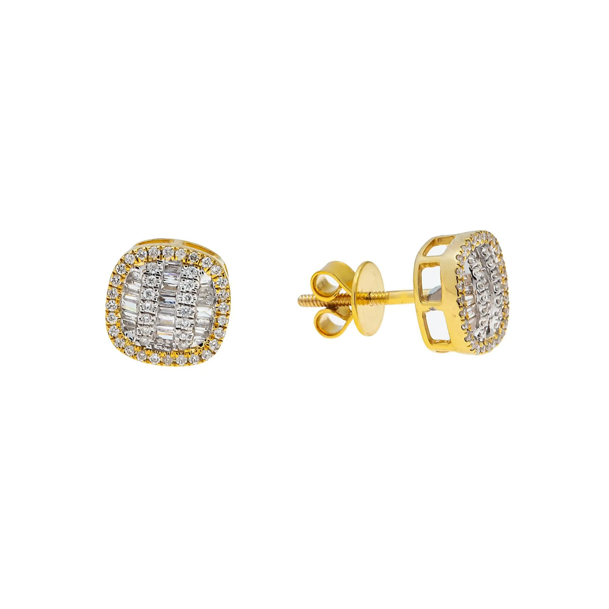 10K GOLD BAGUETTE AND ROUND DIAMOND EARRINGS 0.37 CTW