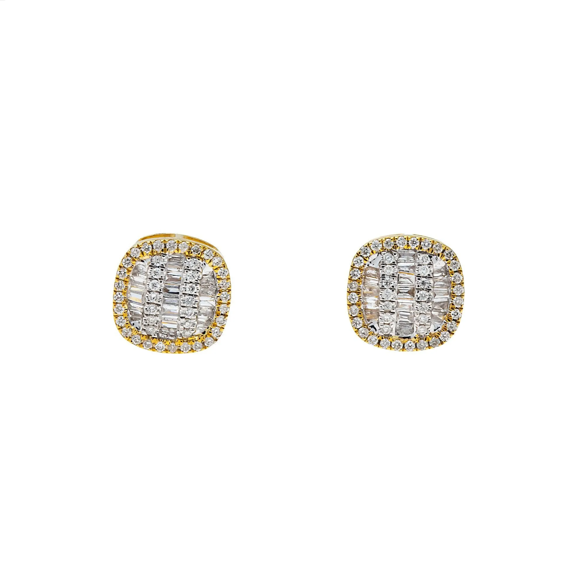 10K GOLD BAGUETTE AND ROUND DIAMOND EARRINGS 0.37 CTW