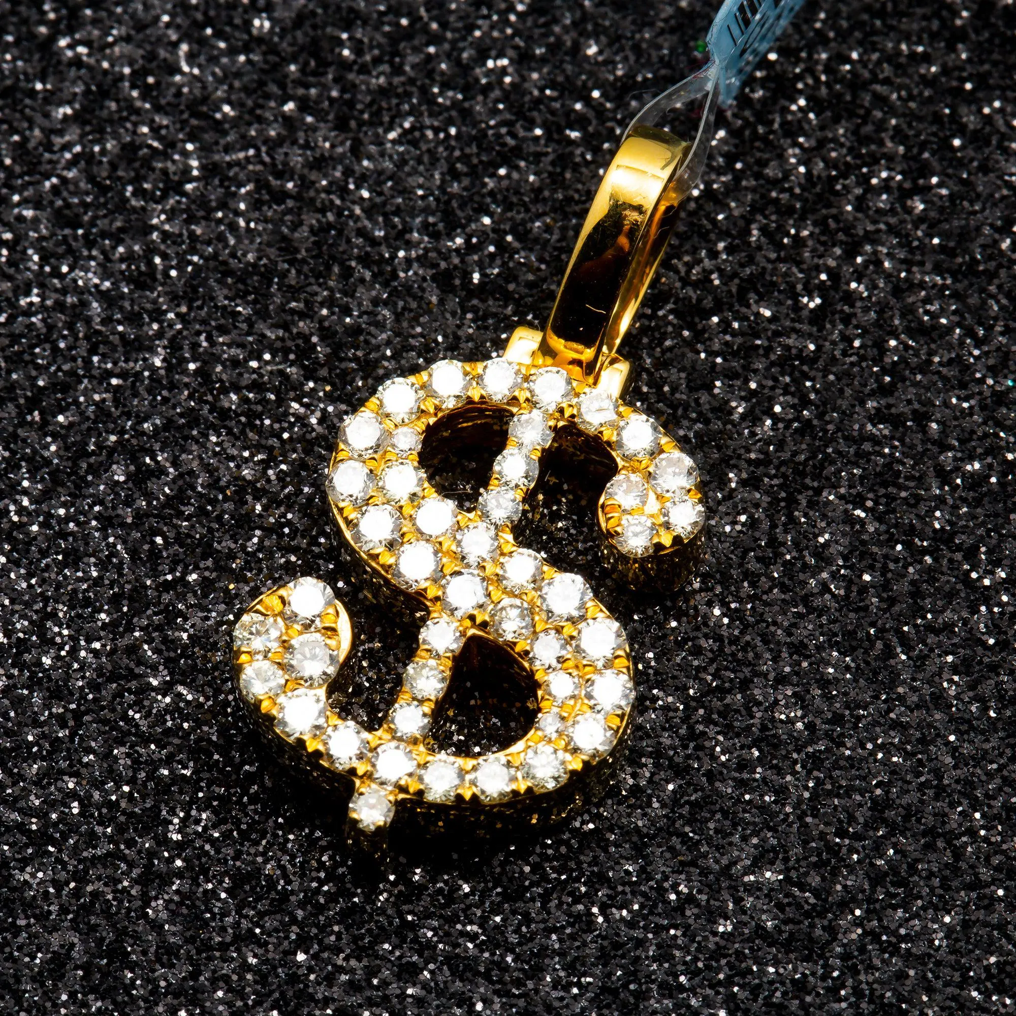 10K GOLD DIAMOND DOLLAR SIGN PENDANT 1.15 CT