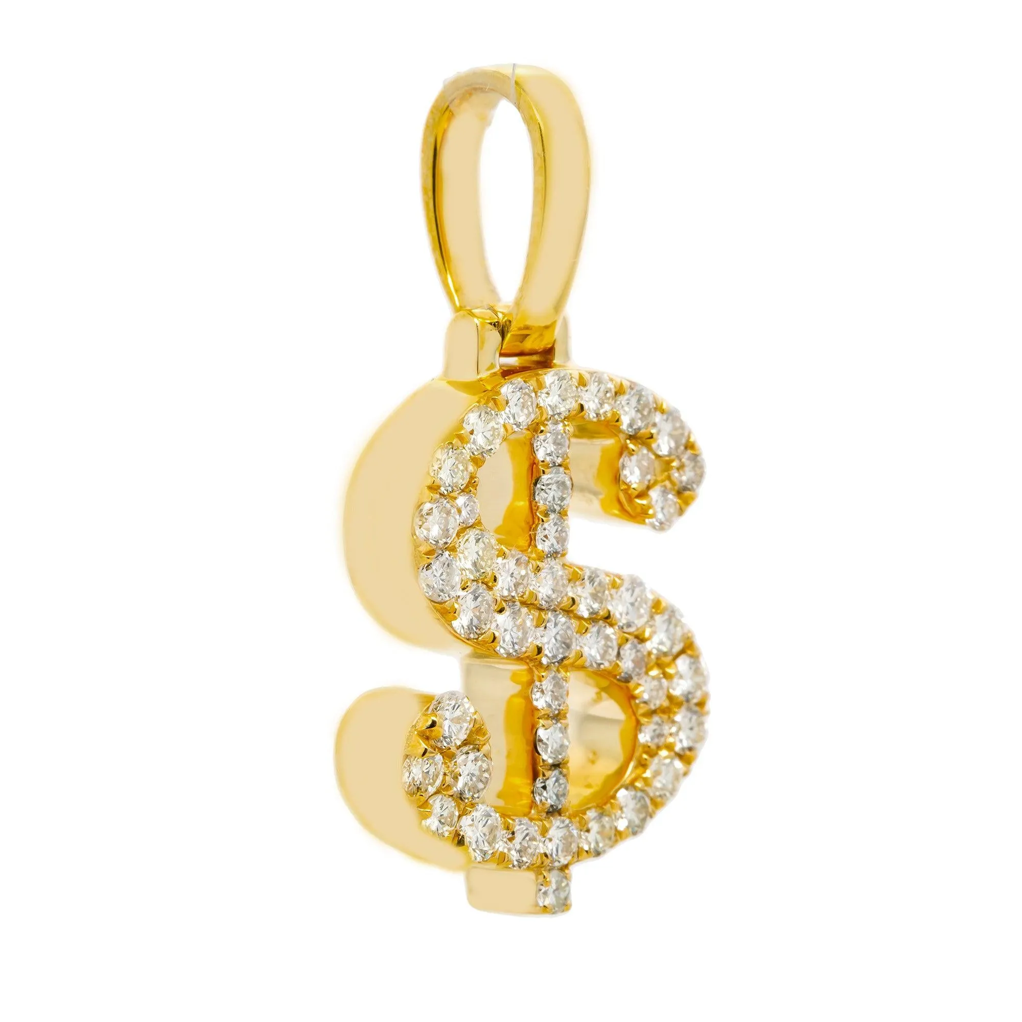 10K GOLD DIAMOND DOLLAR SIGN PENDANT 1.15 CT