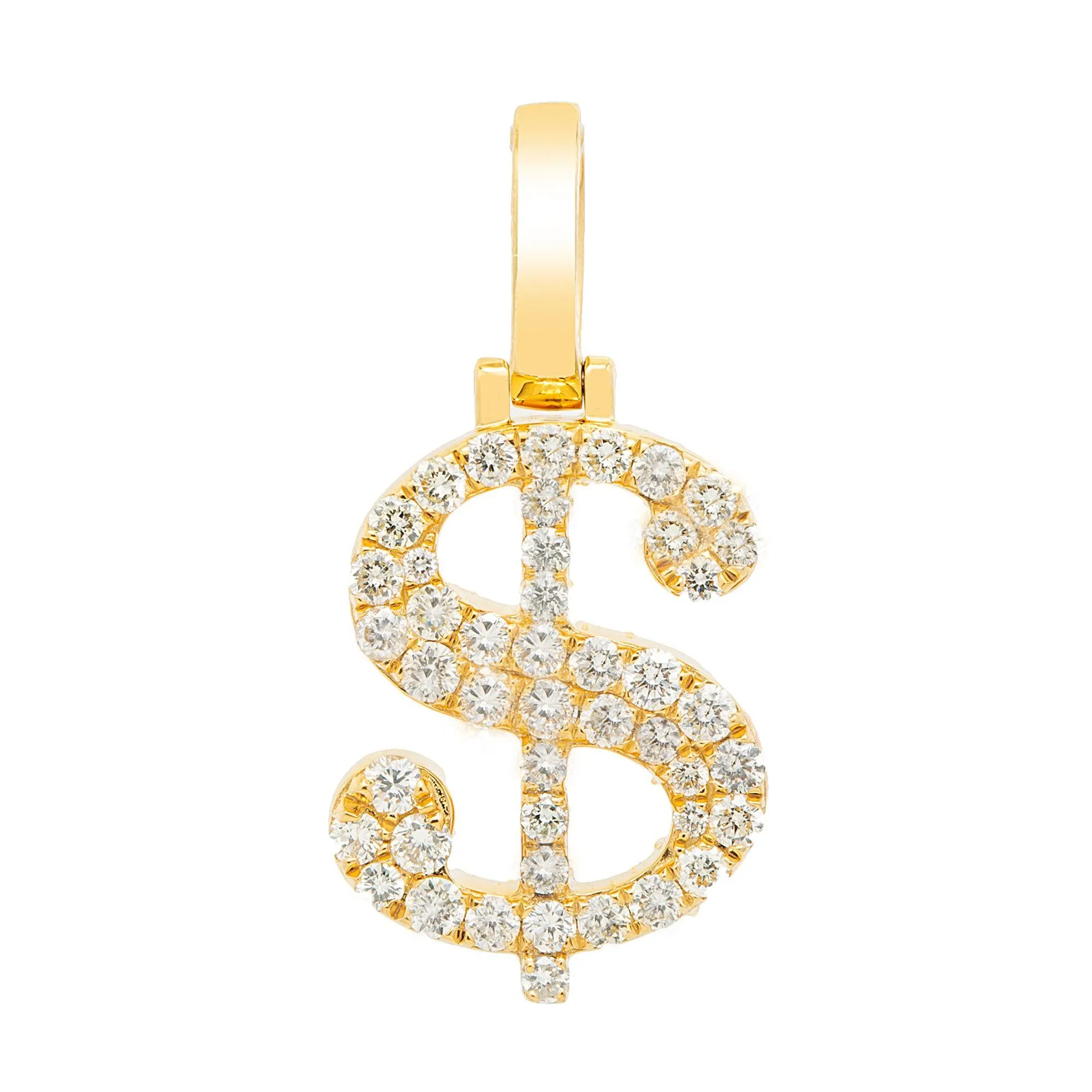 10K GOLD DIAMOND DOLLAR SIGN PENDANT 1.15 CT