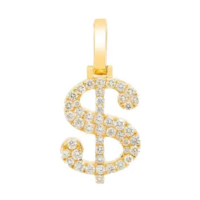 10K GOLD DIAMOND DOLLAR SIGN PENDANT 1.15 CT