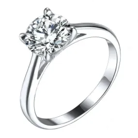 10k White Gold Solitaire Moissanite Ring 1.25ct