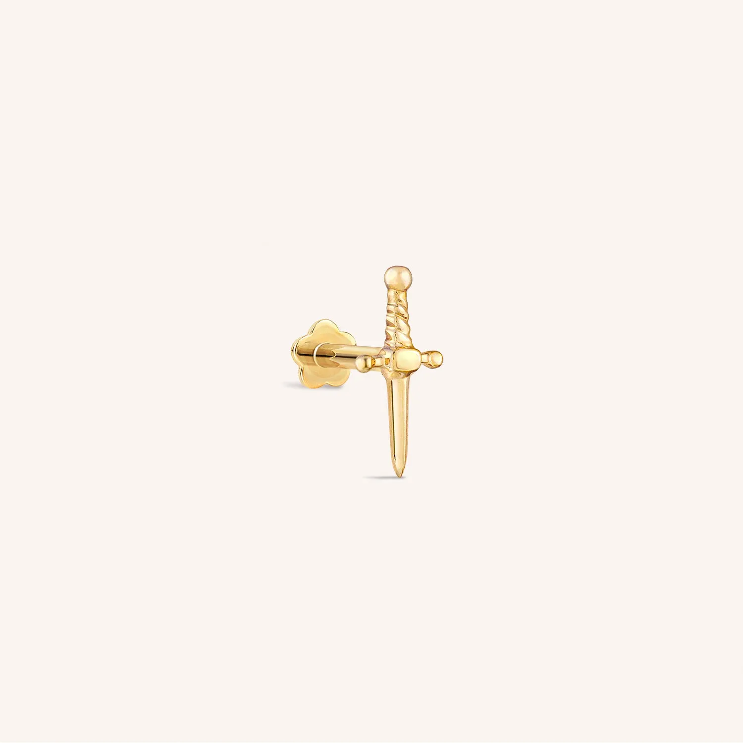 14K Solid Gold Mini Dagger Internal Threaded Labret Earring