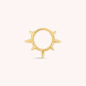 14K Solid Gold Spike Hoop Earring