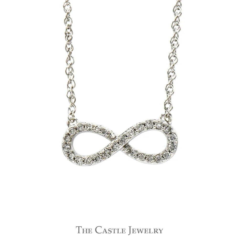 18 Inch .13cttw Diamond Infinity Necklace in 14k White Gold