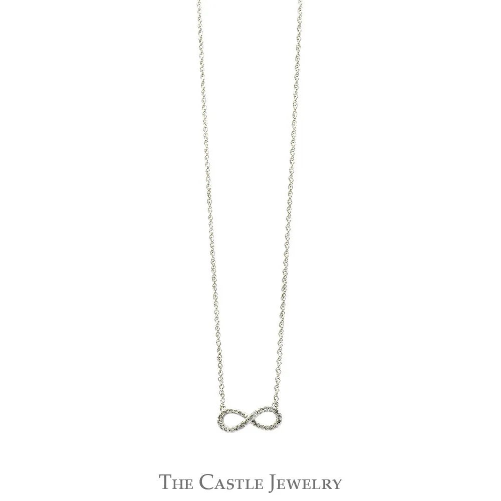 18 Inch .13cttw Diamond Infinity Necklace in 14k White Gold