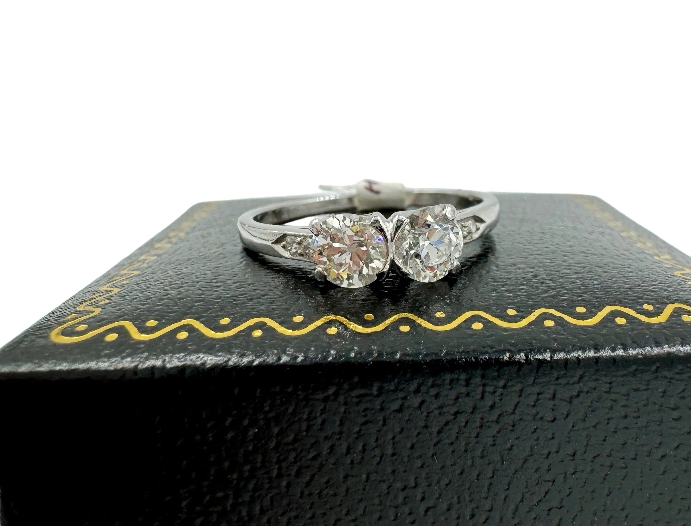 1930s Toi Et Moi Two Stone Diamond Platinum Ring