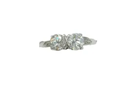 1930s Toi Et Moi Two Stone Diamond Platinum Ring