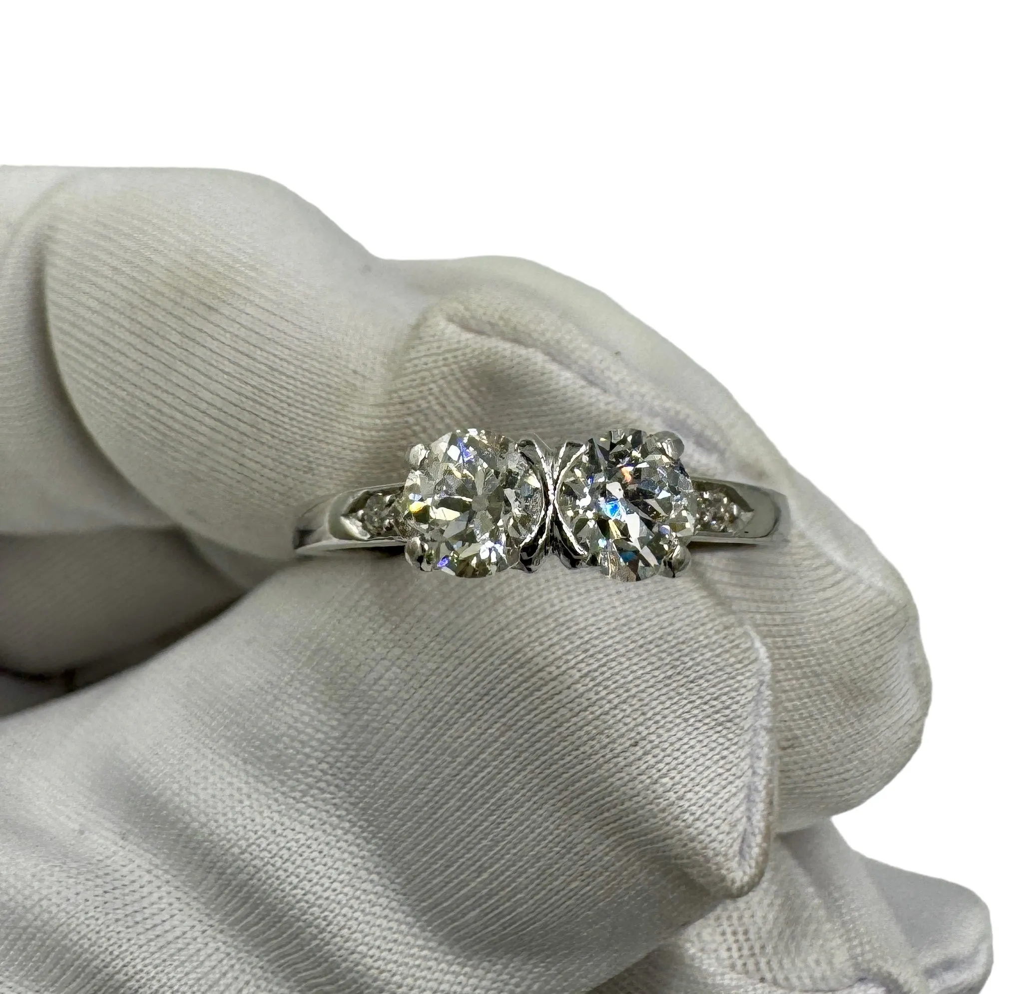 1930s Toi Et Moi Two Stone Diamond Platinum Ring