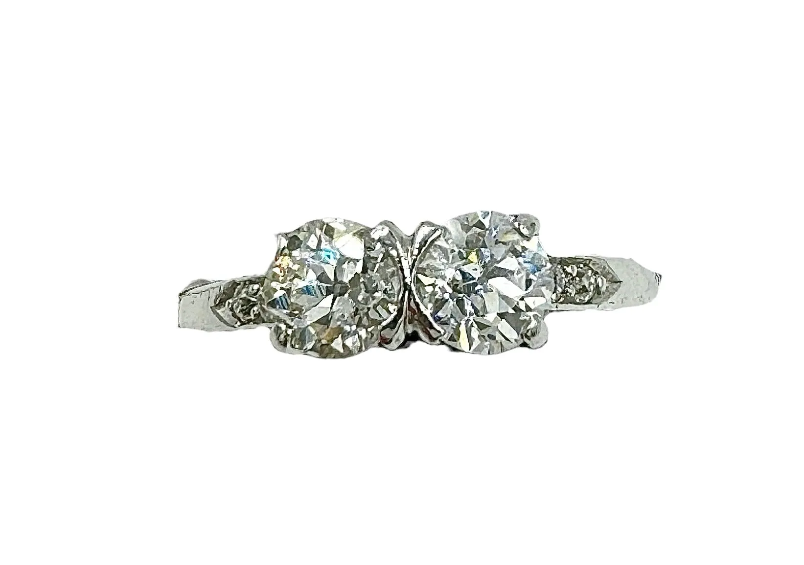 1930s Toi Et Moi Two Stone Diamond Platinum Ring