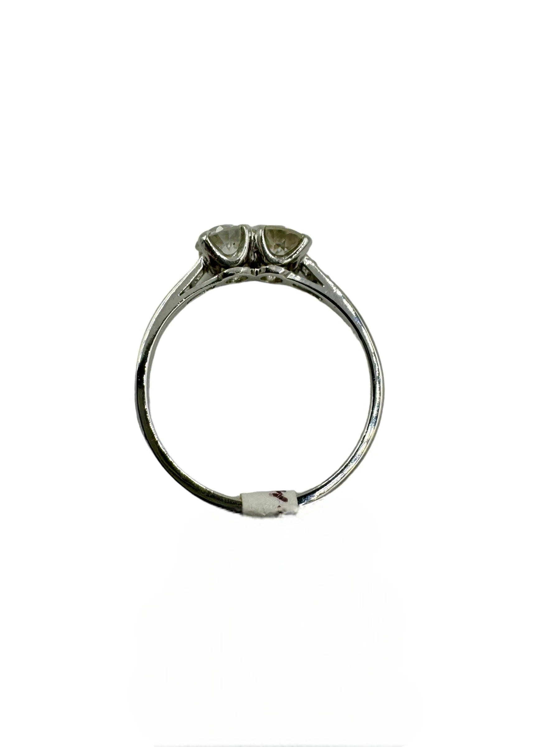 1930s Toi Et Moi Two Stone Diamond Platinum Ring