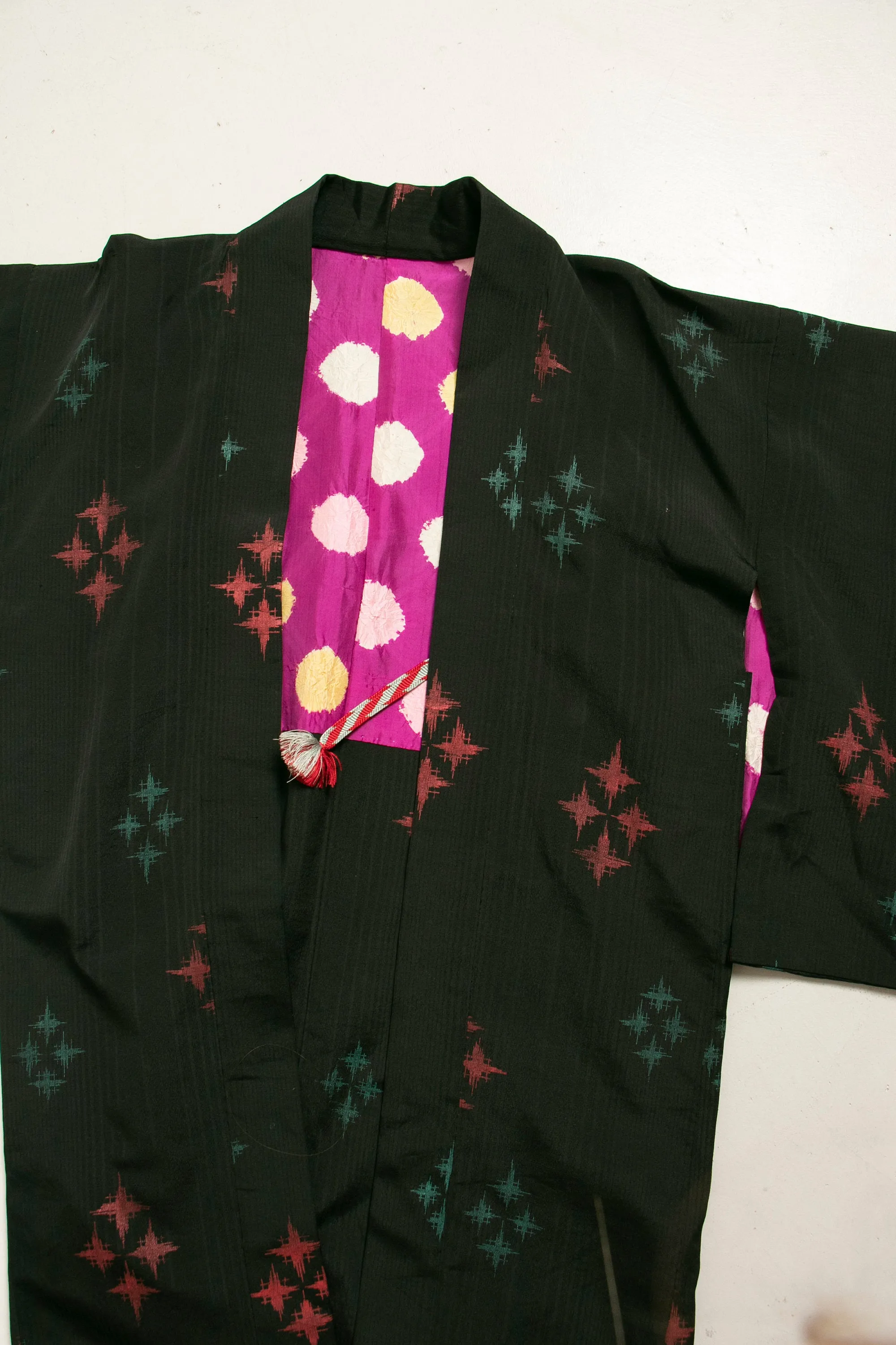 1960s Haori Rayon Printed Kimono Japanese Robe