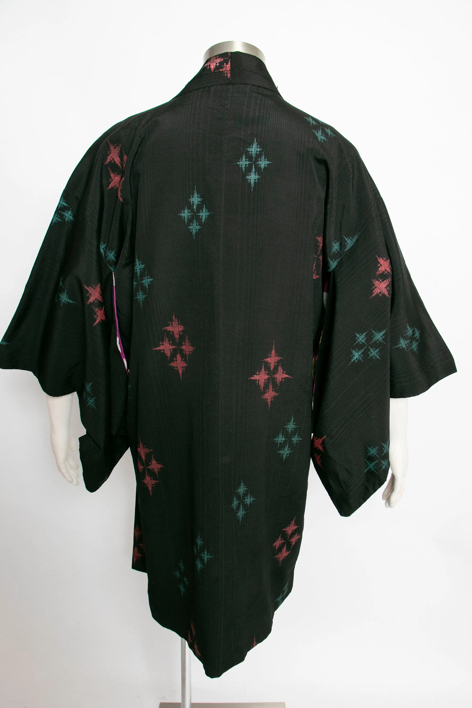 1960s Haori Rayon Printed Kimono Japanese Robe