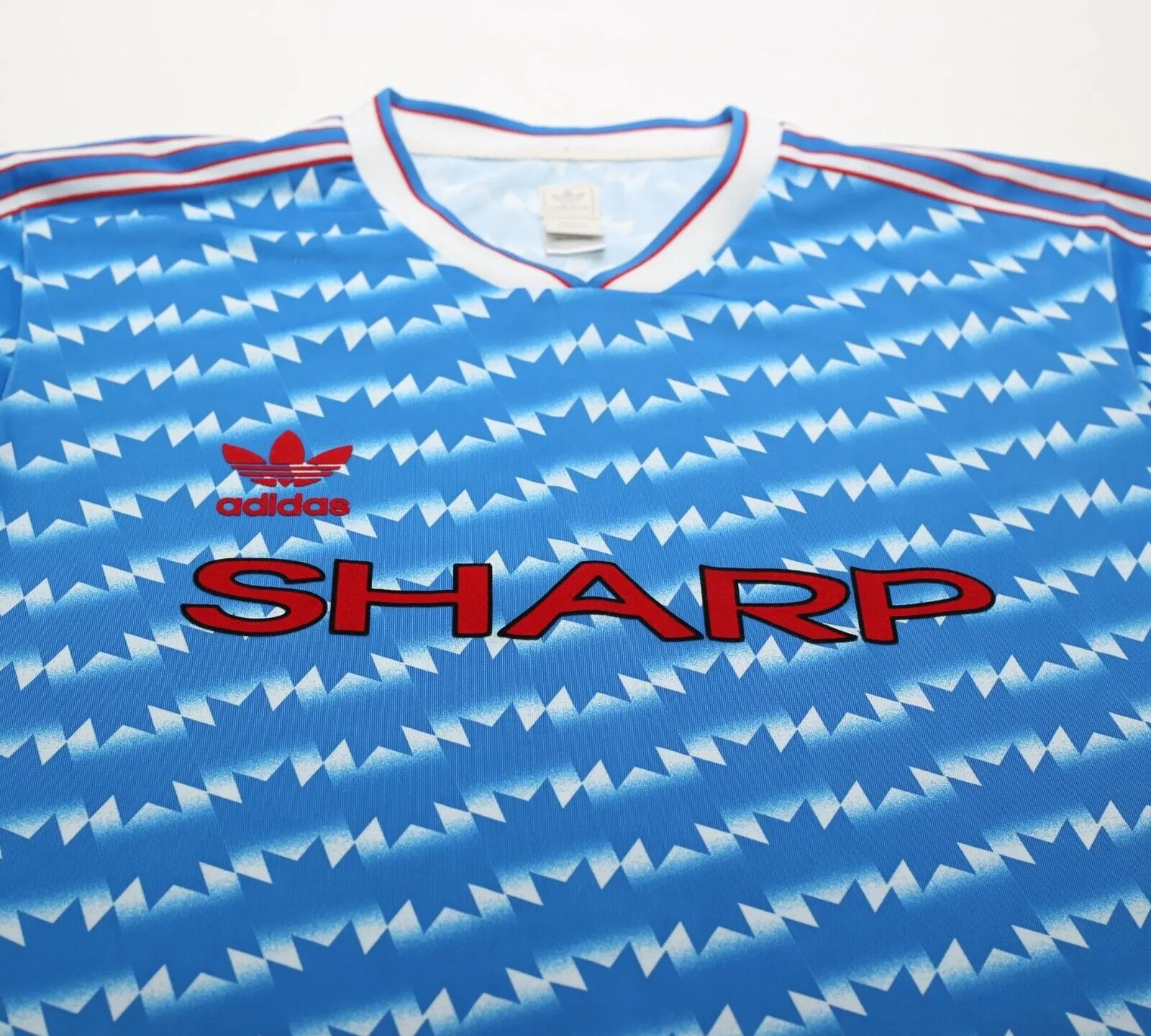 1990/92 MANCHESTER UNITED Retro adidas Originals Sharp Away Football Shirt L)