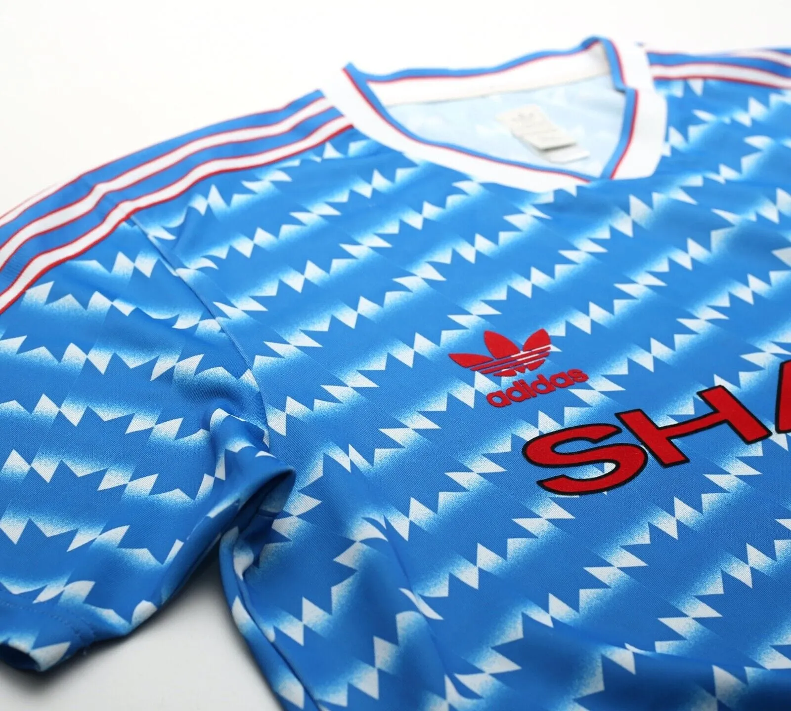 1990/92 MANCHESTER UNITED Retro adidas Originals Sharp Away Football Shirt L)