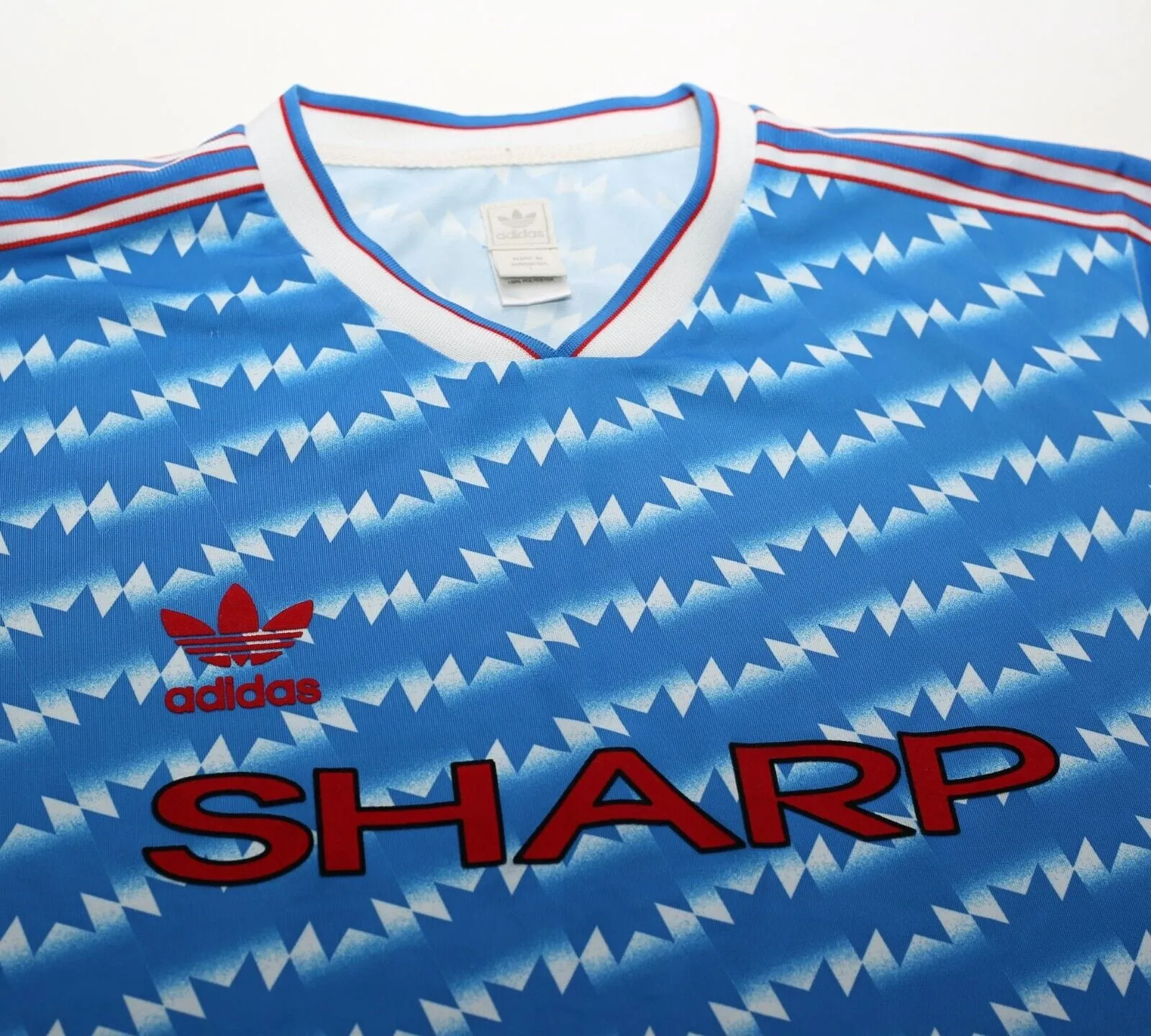 1990/92 MANCHESTER UNITED Retro adidas Originals Sharp Away Football Shirt L)