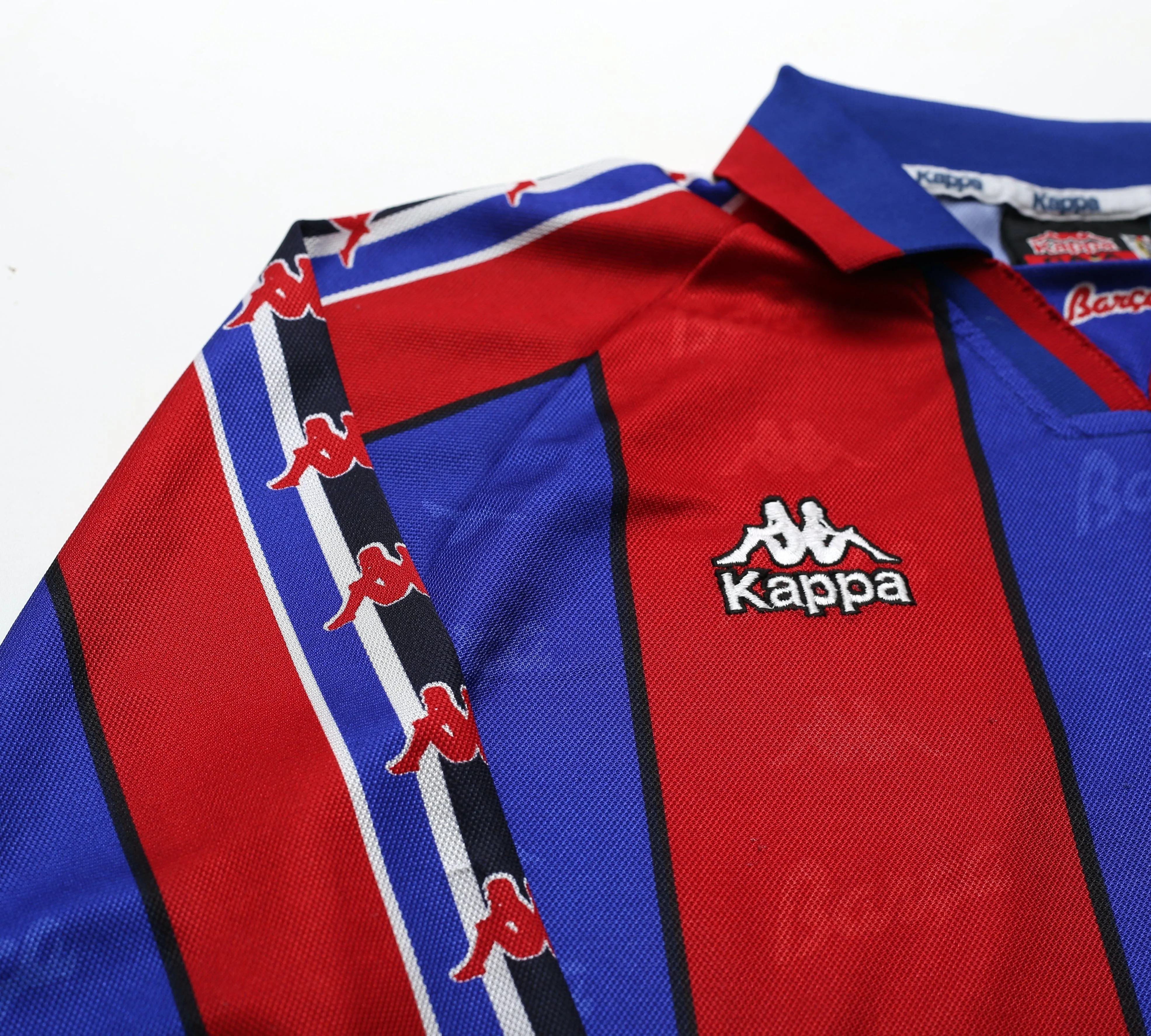 1995/97 Barcelona Vintage Kappa Long Sleeve Home Football Shirt Jersey (L/XL)