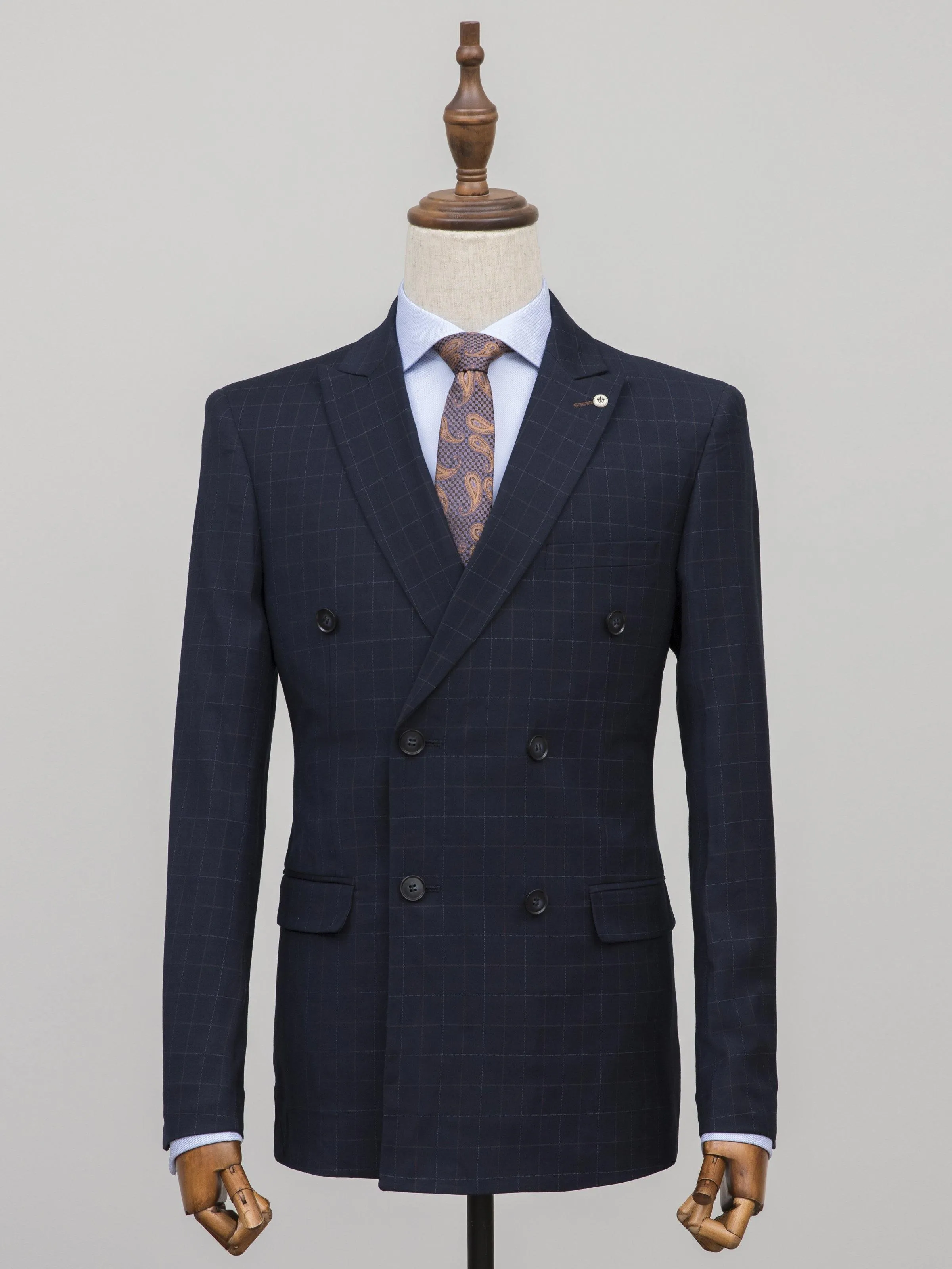 2 PIECE SUIT DOUBLE BREASTED SLIM FIT NAVY