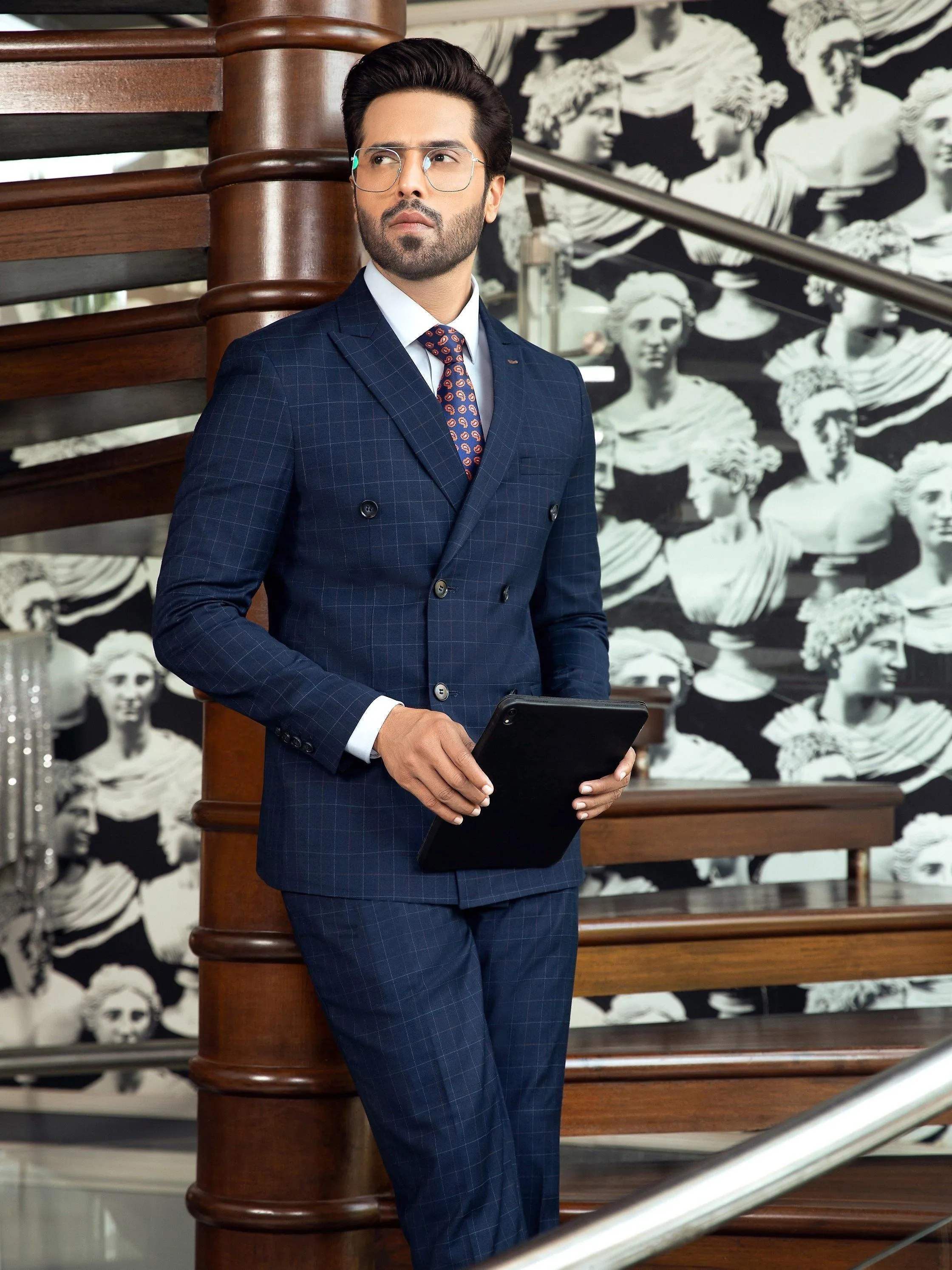 2 PIECE SUIT DOUBLE BREASTED SLIM FIT NAVY