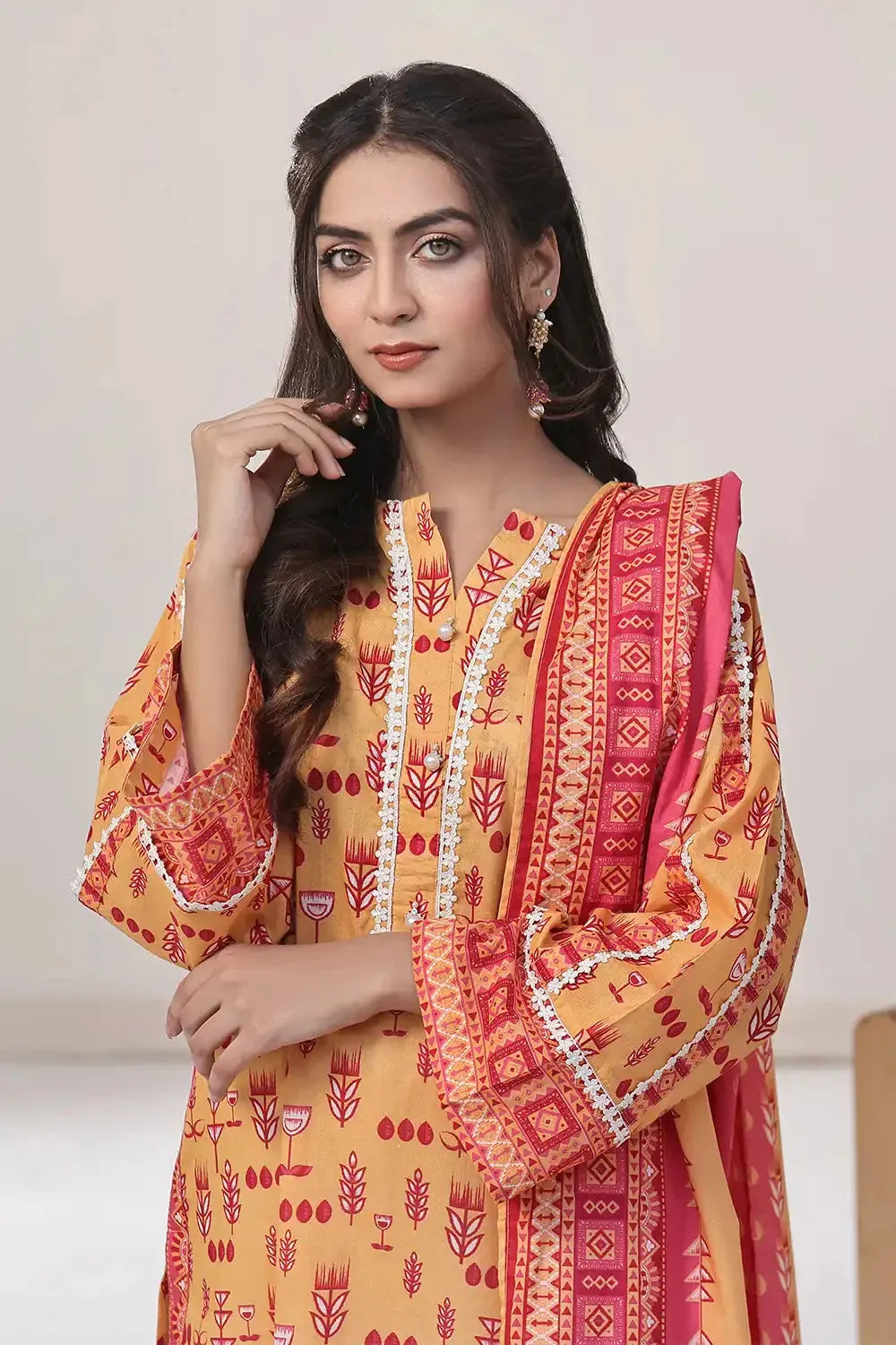 2PC Stitched Printed Lawn Shirt and Dupatta KSD-2510