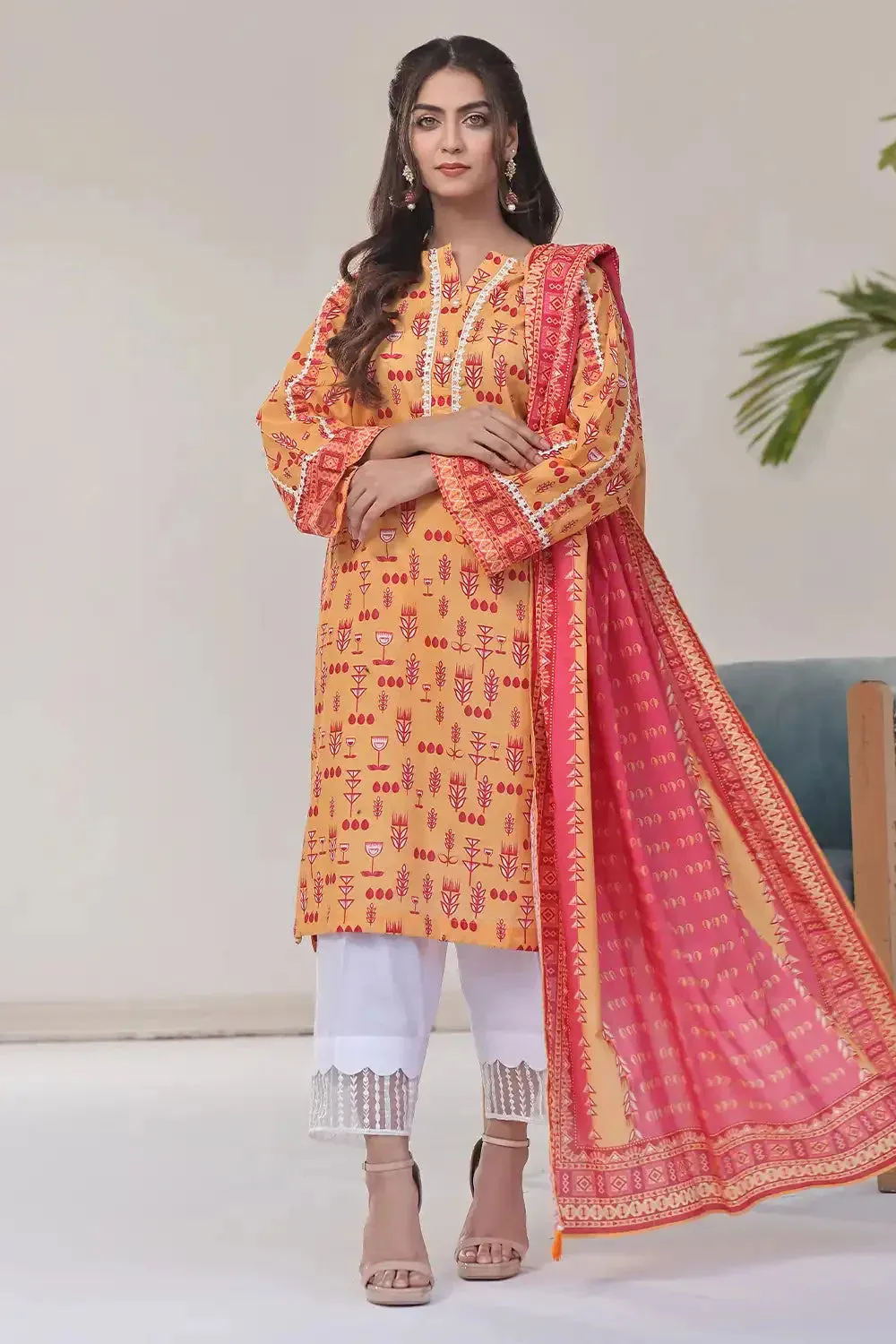 2PC Stitched Printed Lawn Shirt and Dupatta KSD-2510