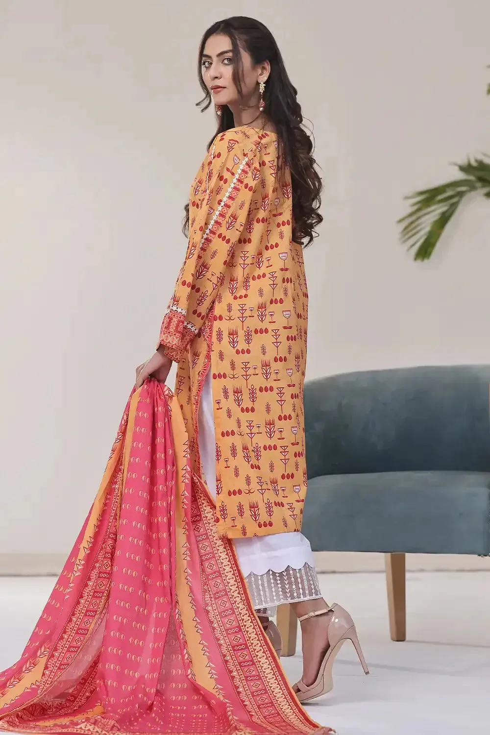 2PC Stitched Printed Lawn Shirt and Dupatta KSD-2510