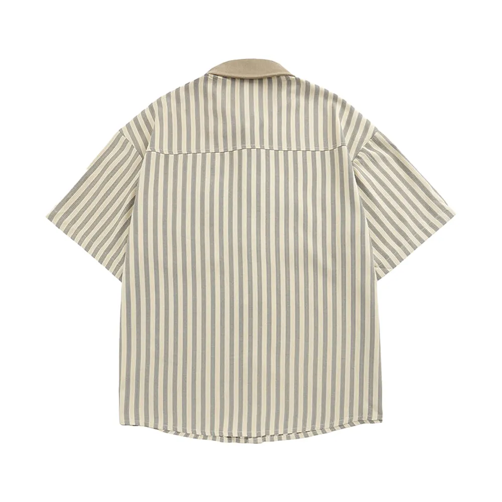 6Kull | Preppy Striped Star Embroidered Shirt