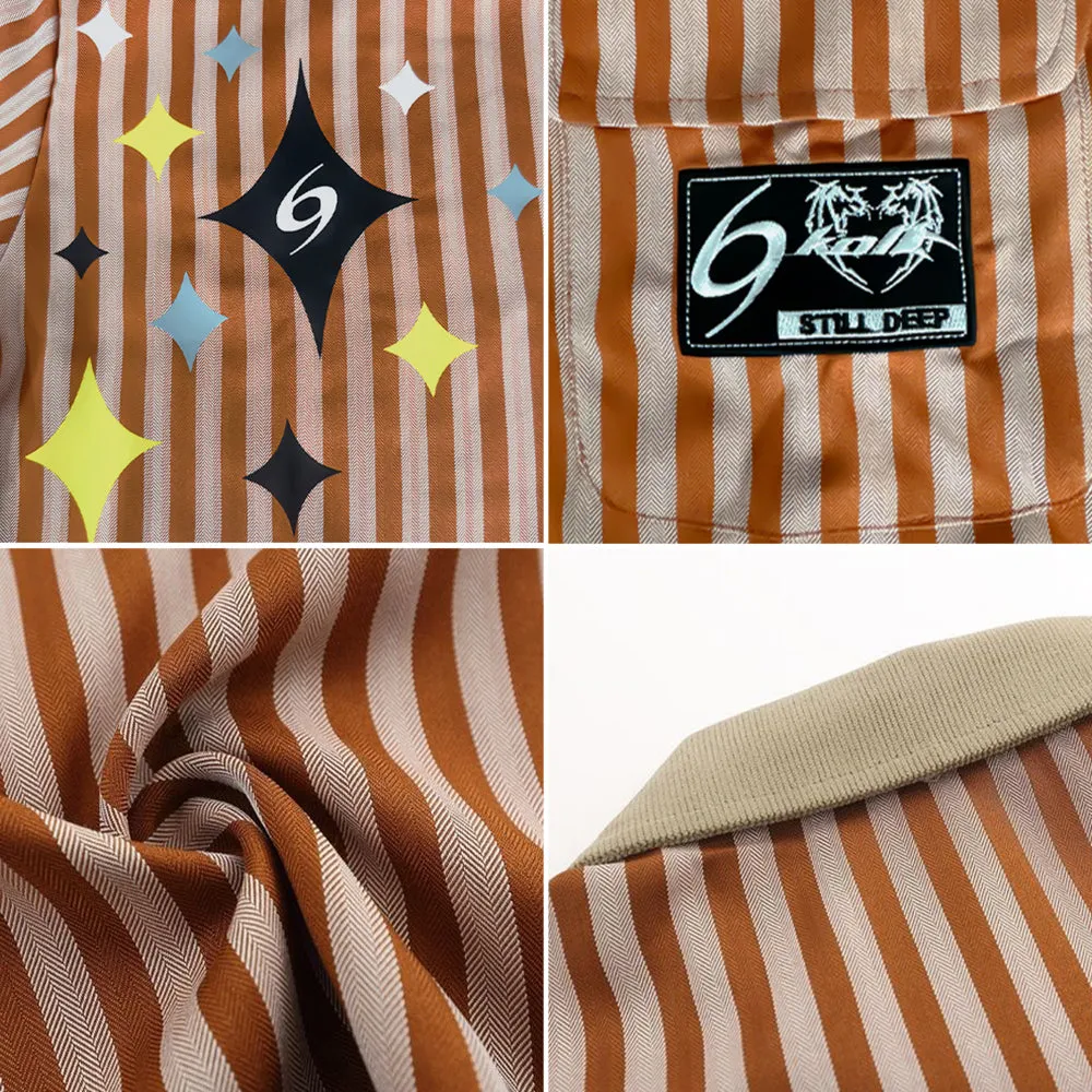 6Kull | Preppy Striped Star Embroidered Shirt