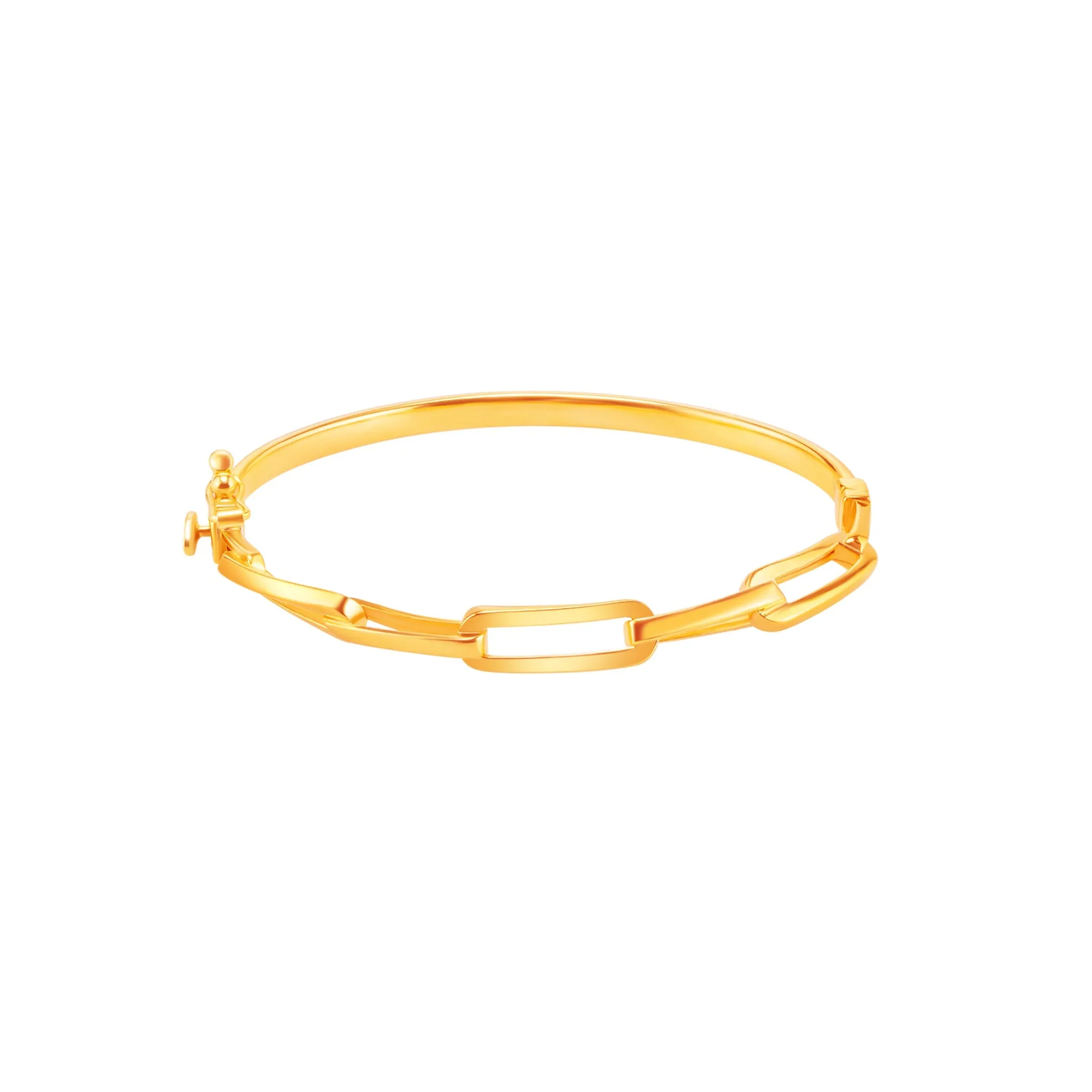 916 Gold Twisted Links Bangle