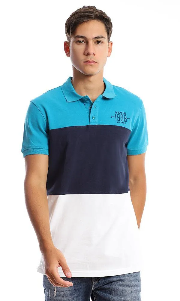 94979 Tri-Tone Pique Casual Polo Shirt - Turquoise