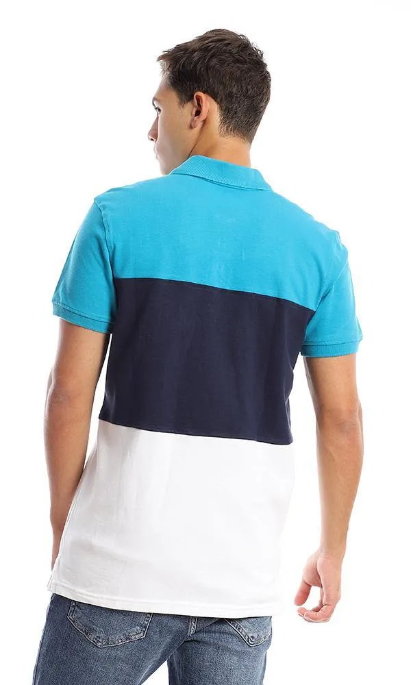 94979 Tri-Tone Pique Casual Polo Shirt - Turquoise