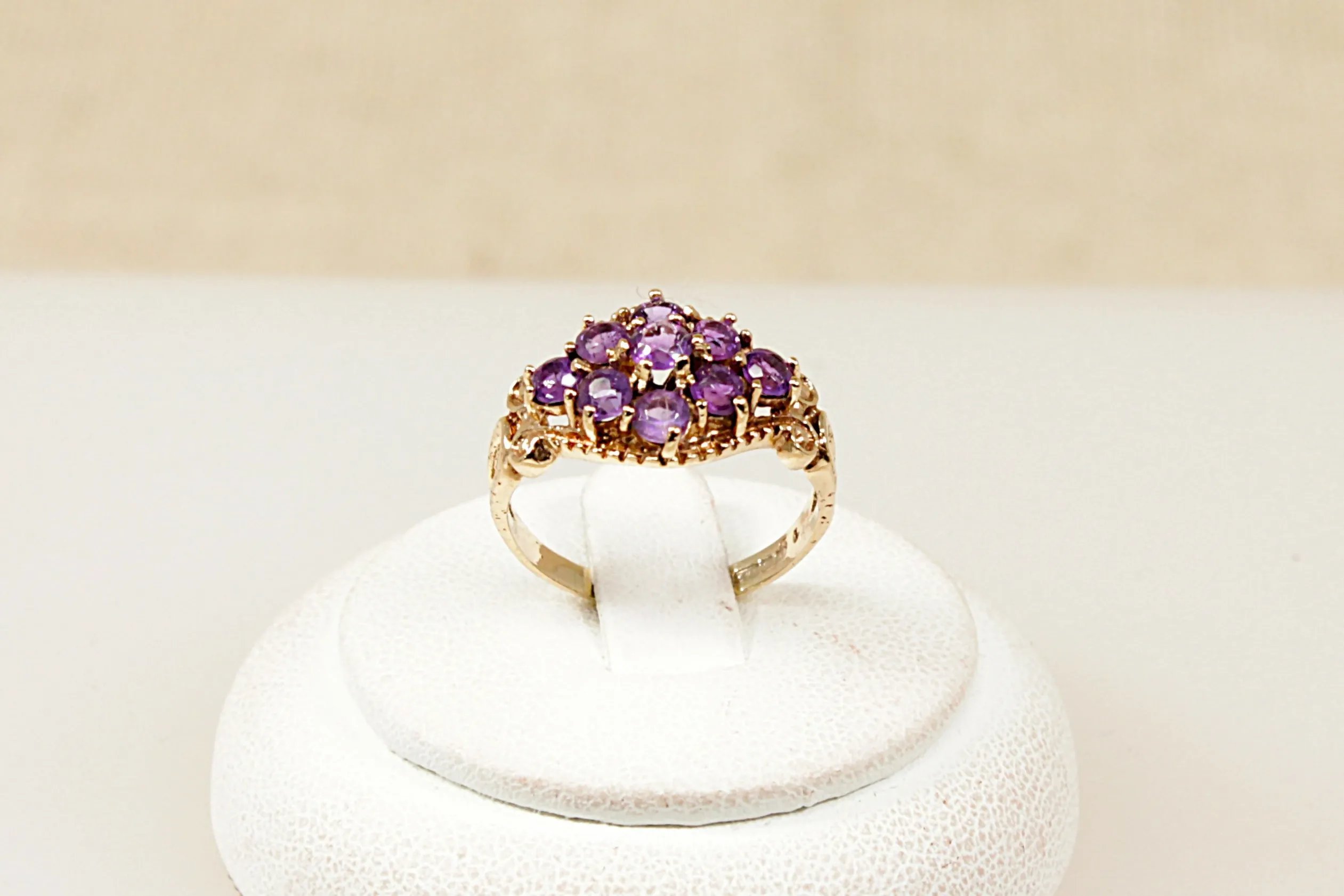 9ct Gold Amethyst Cluster Ring