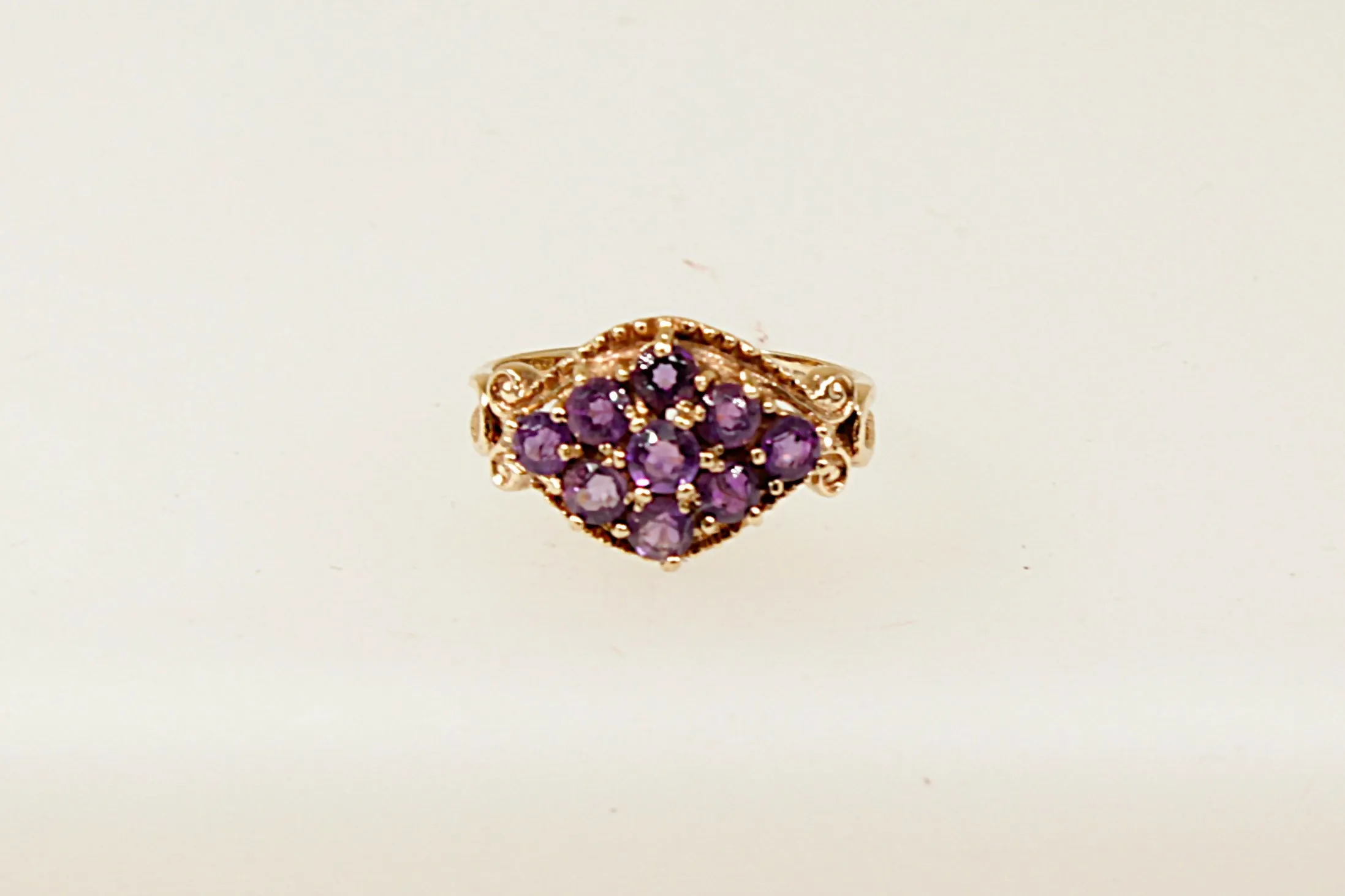 9ct Gold Amethyst Cluster Ring