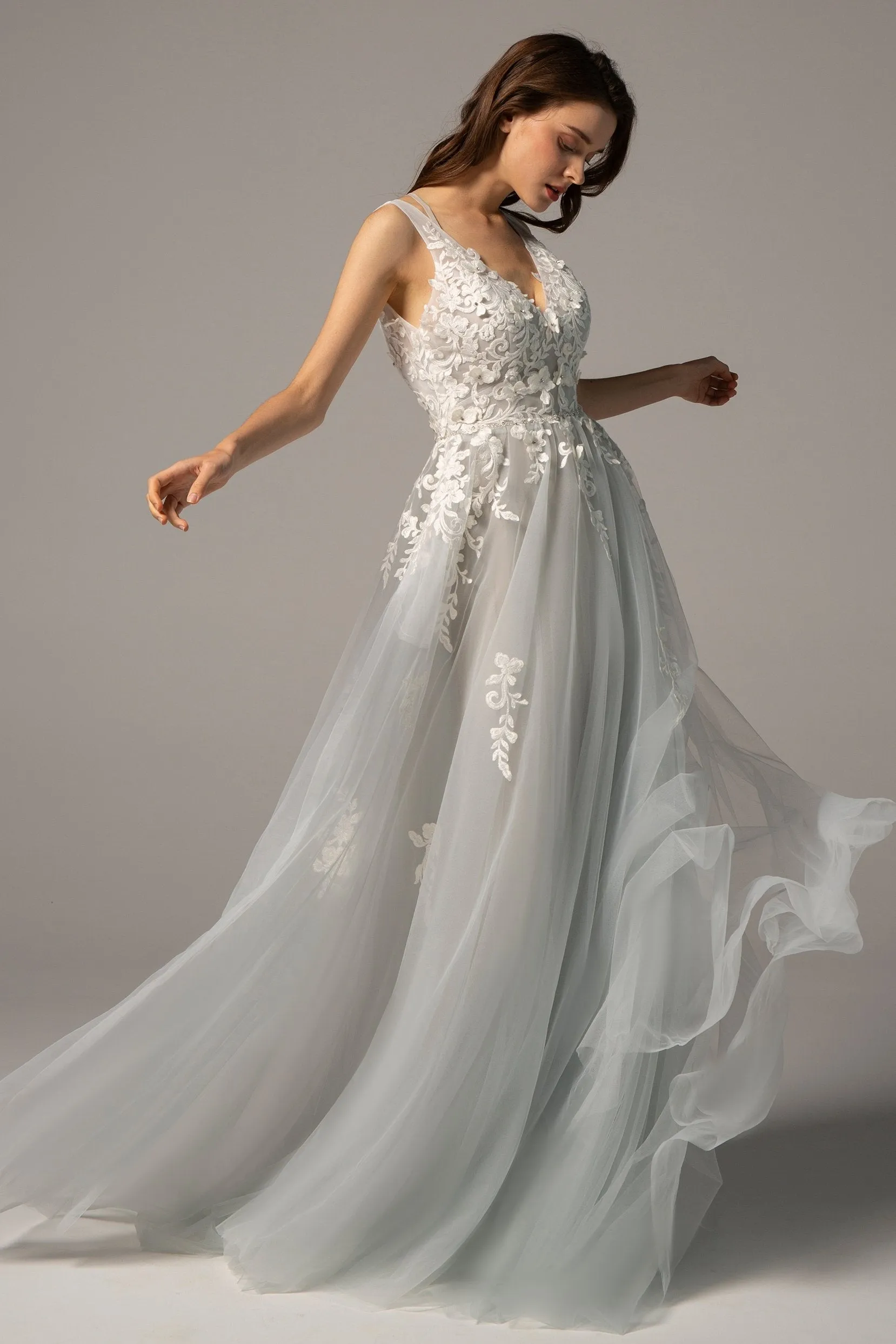 A-Line Court Train Tulle Wedding Dress CW2325