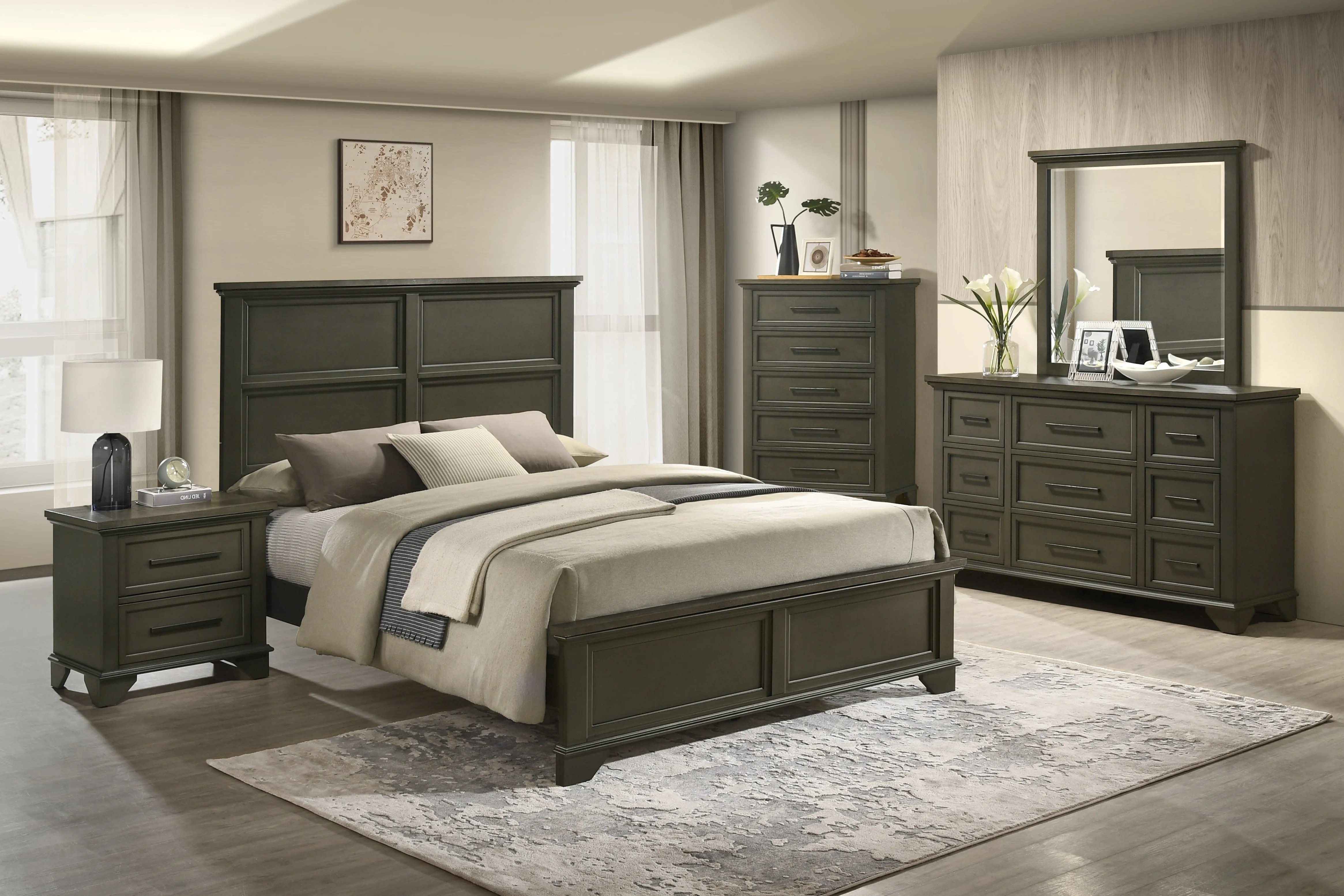 Abigail 3-Piece King Bed - Grey