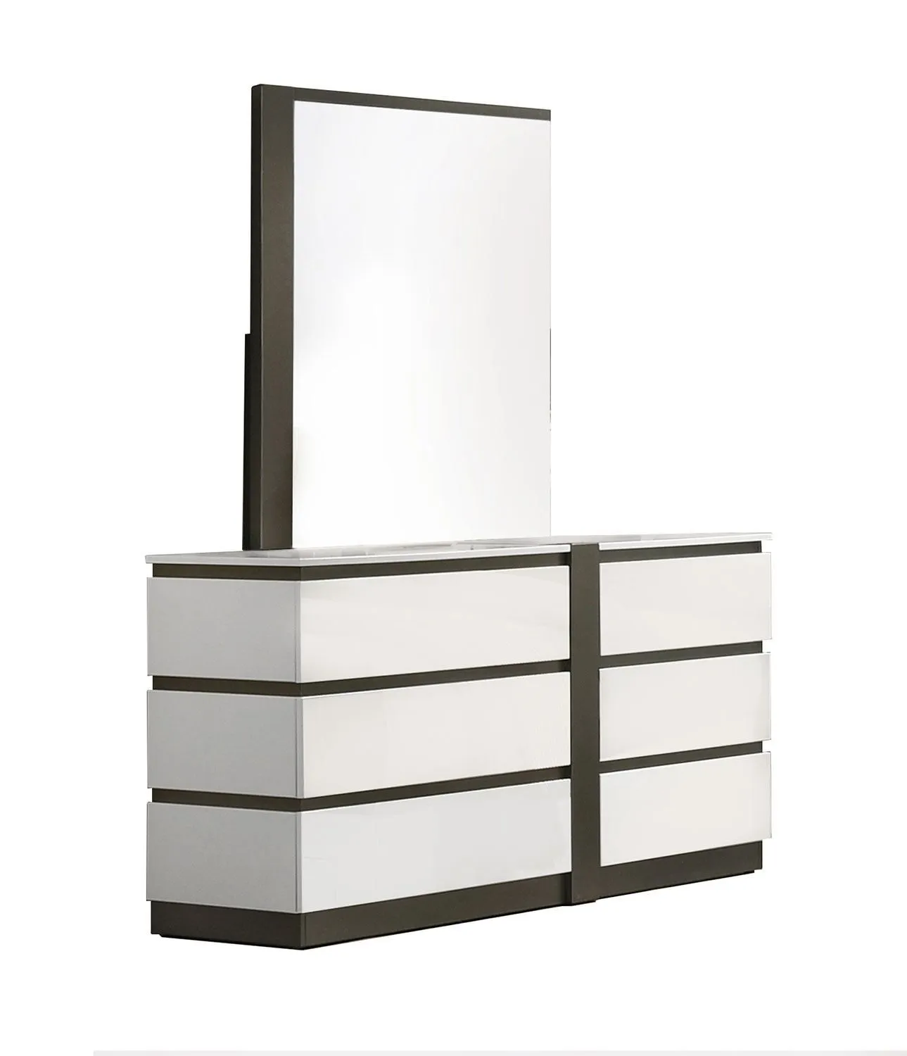 Allister 6 Drawer Dresser - White, Gunmetal Grey