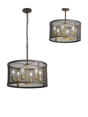 Alps 6Lt E27 Centre Light Fitting - Satin Black / Painted Gold