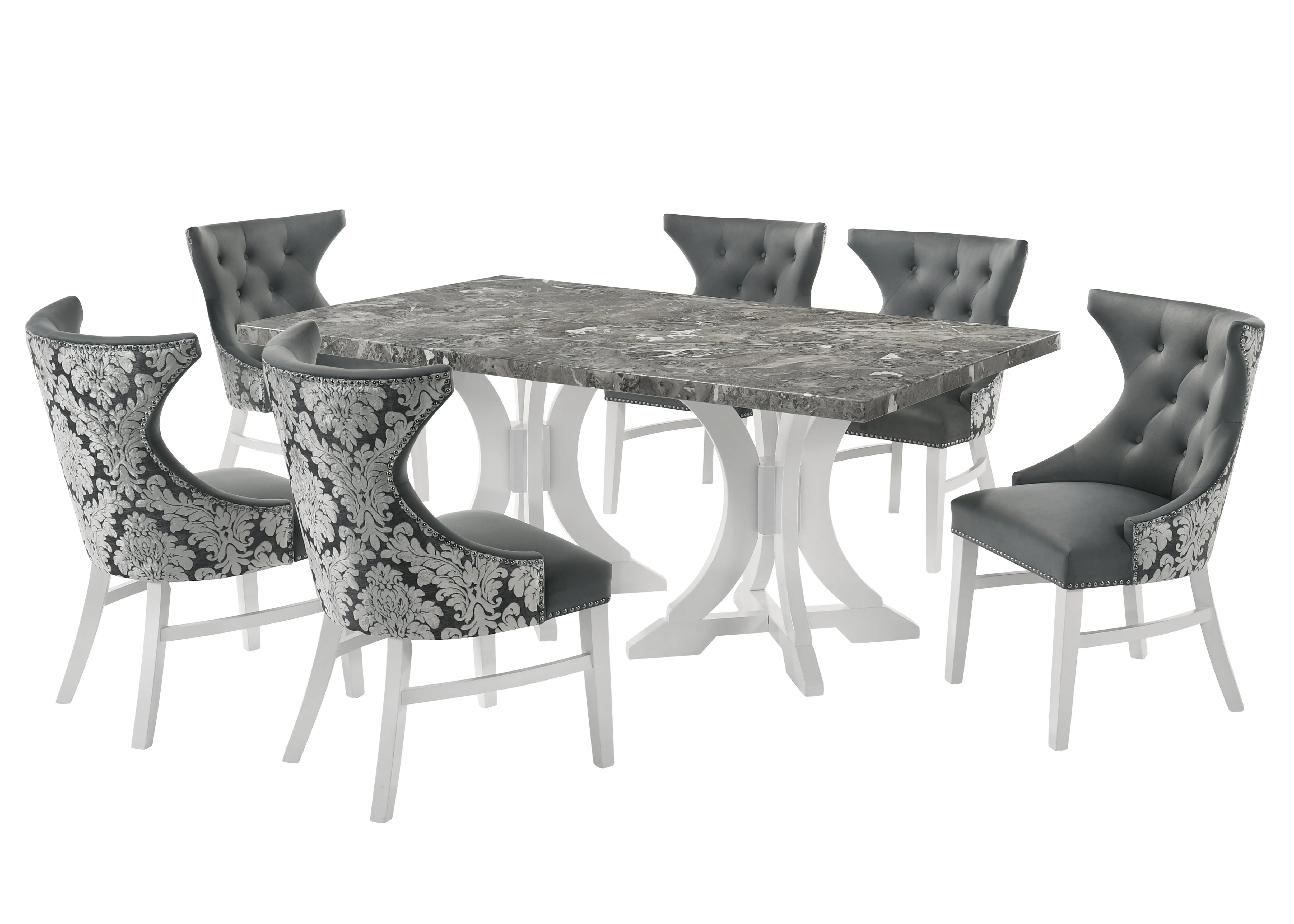 Amarilla 7-Piece Dining Set - Grey, White