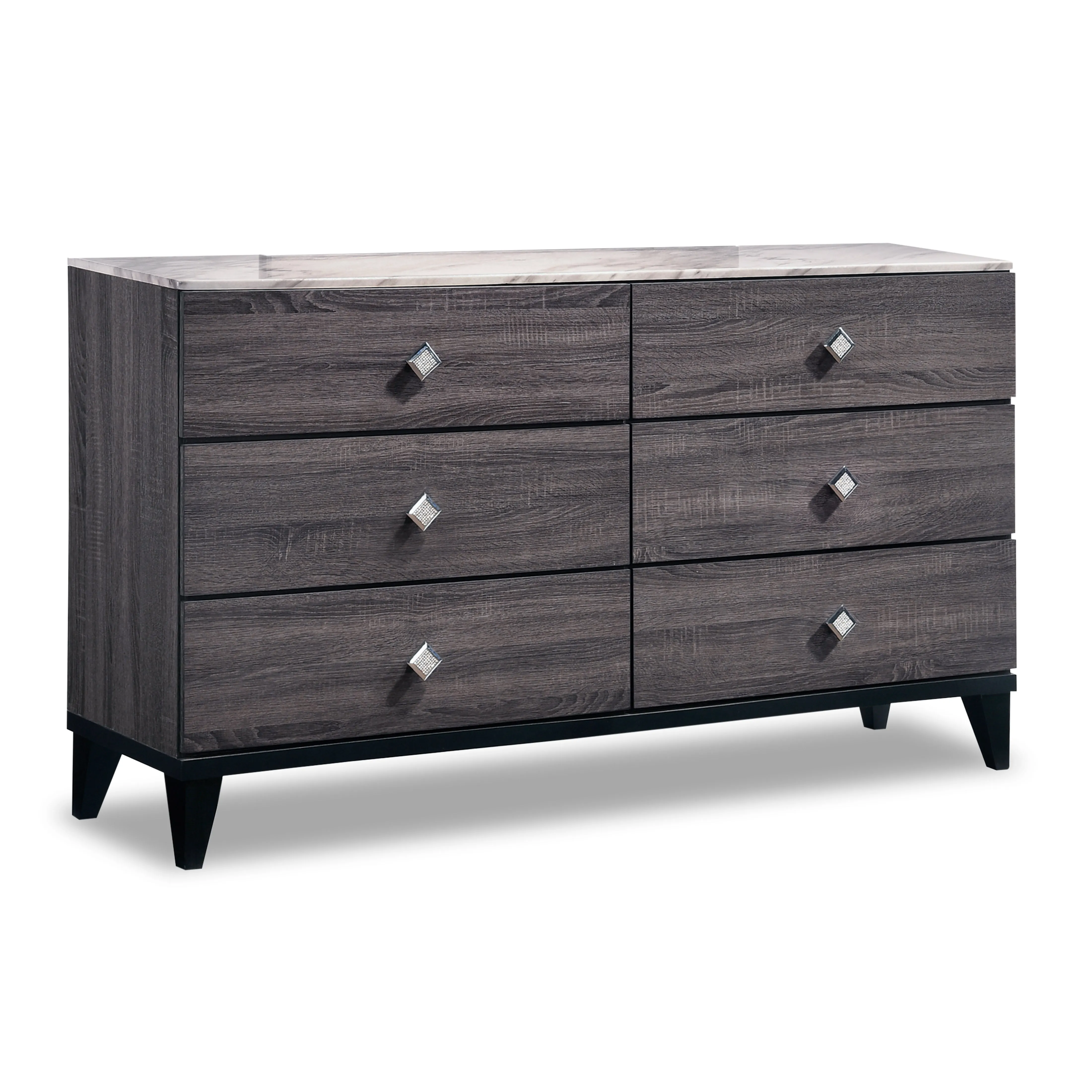 Amber 6 Drawer Dresser - Grey, Black