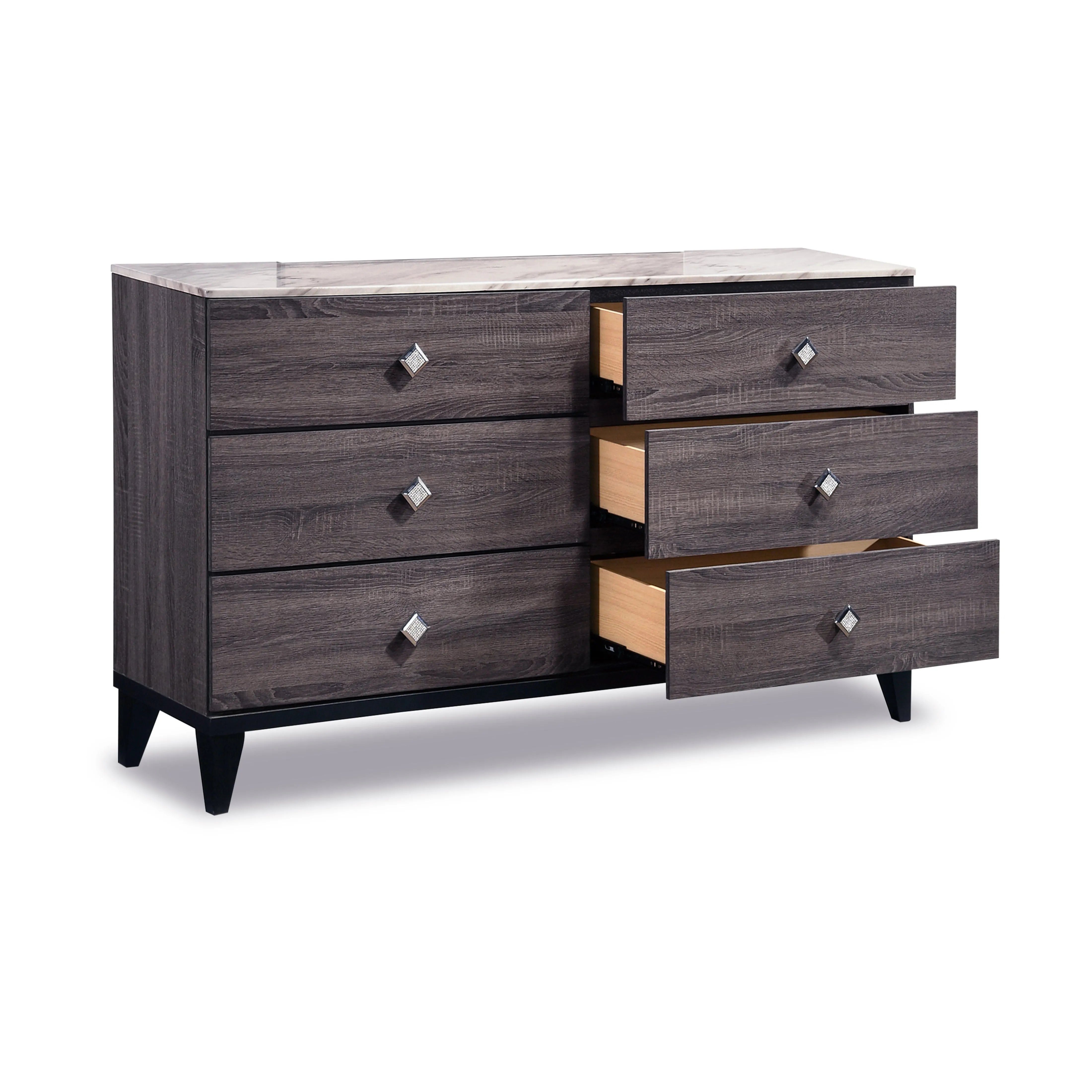 Amber 6 Drawer Dresser - Grey, Black