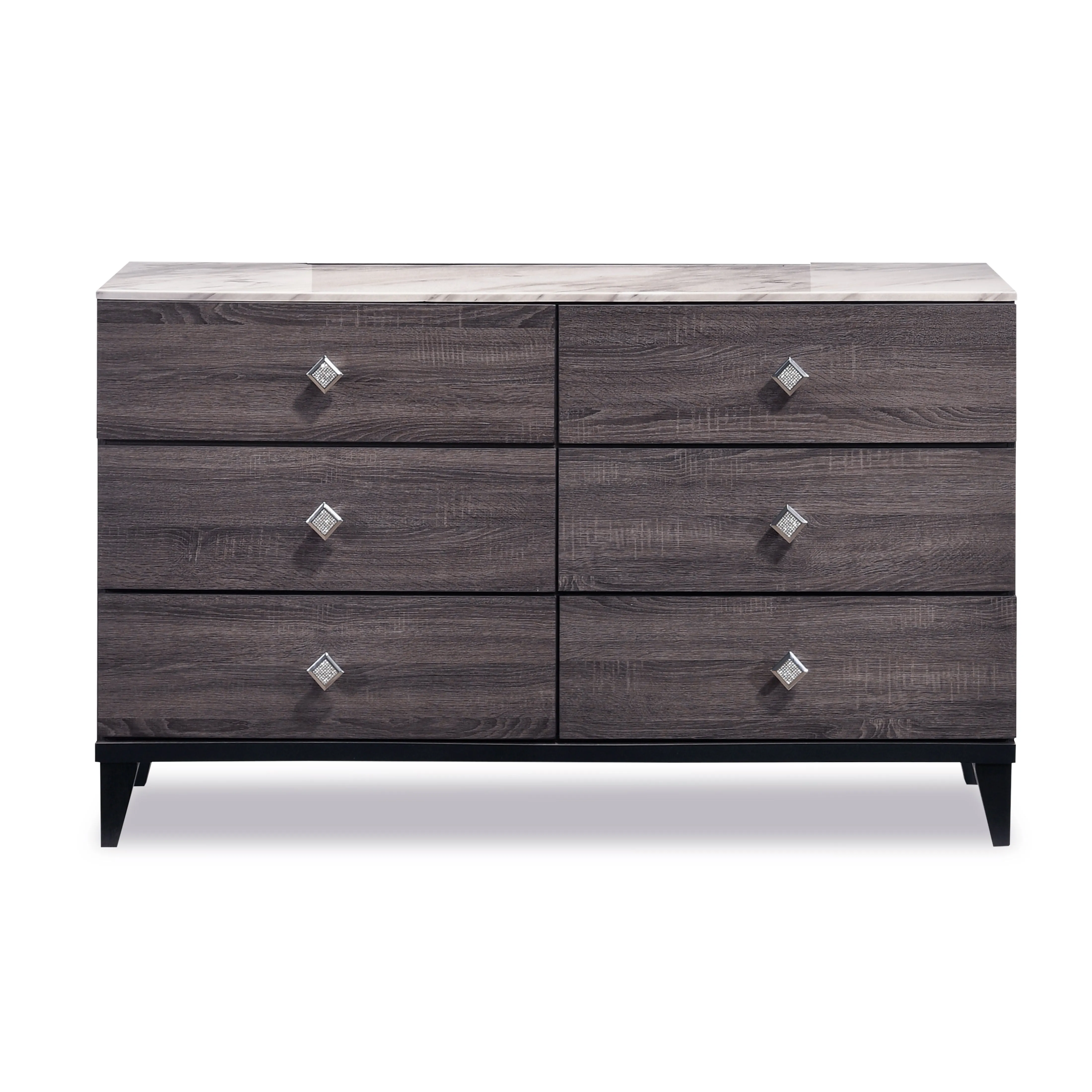 Amber 6 Drawer Dresser - Grey, Black