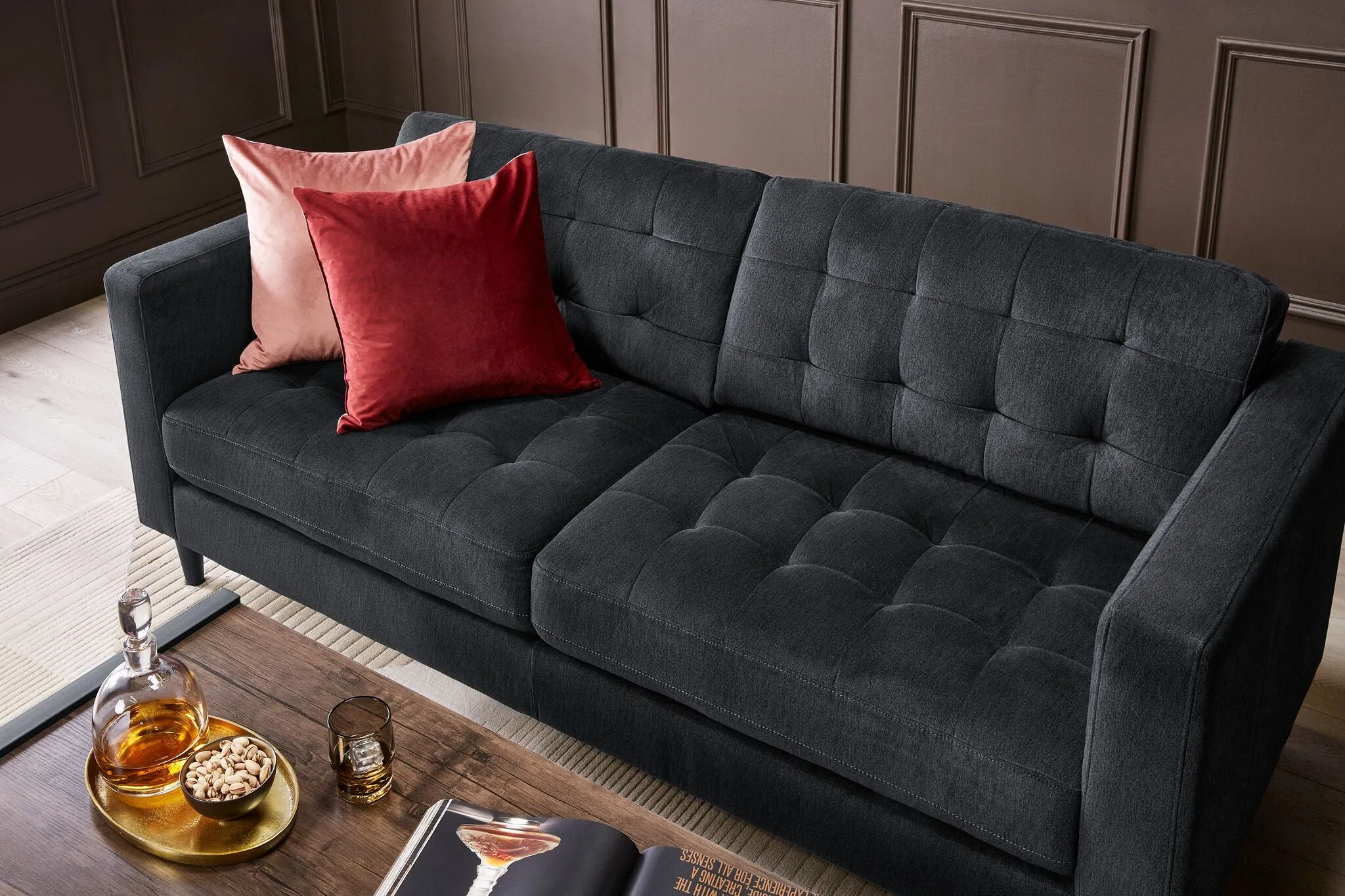 Anthena Polyester Sofa - Charcoal