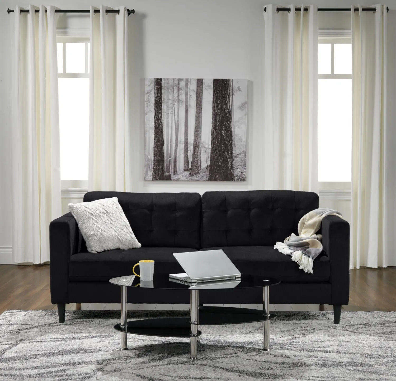 Anthena Sofa and Chair Set - Charcoal