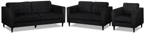 Anthena Sofa, Loveseat and Chair Set - Charcoal