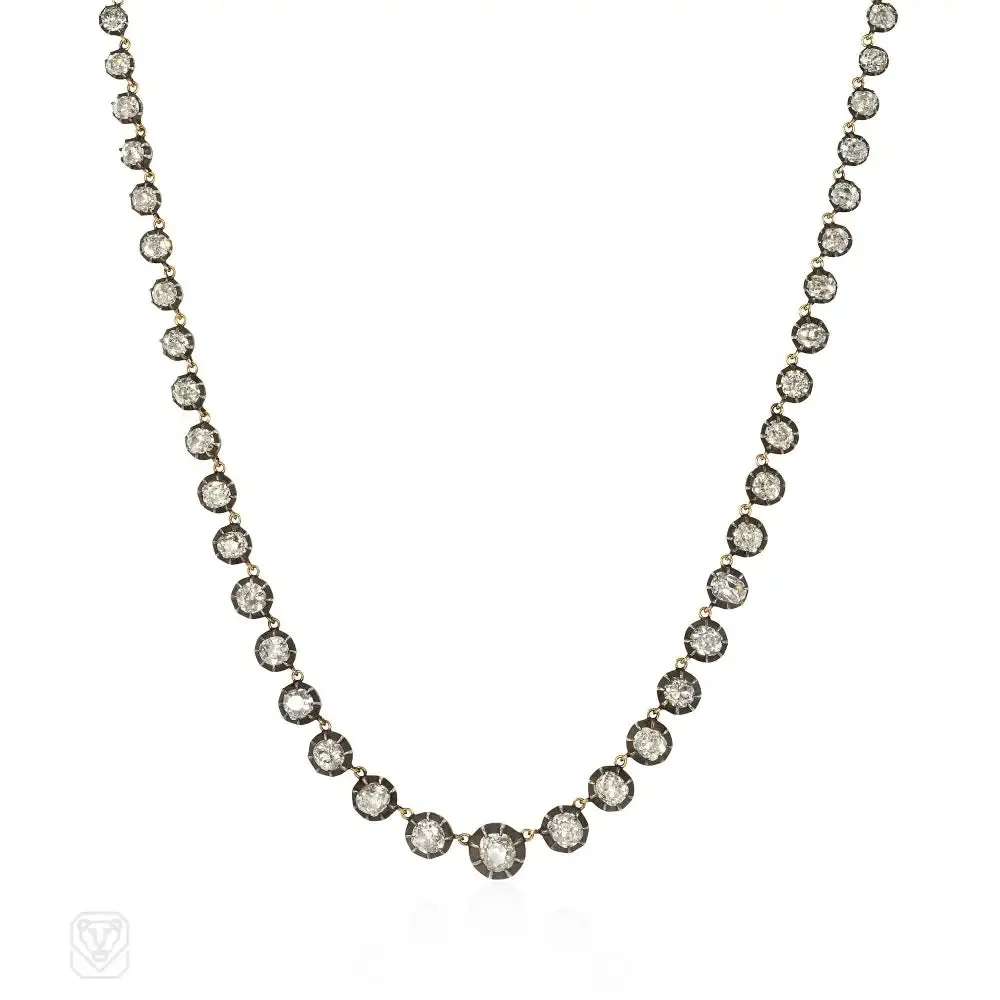 Antique style diamond rivière necklace