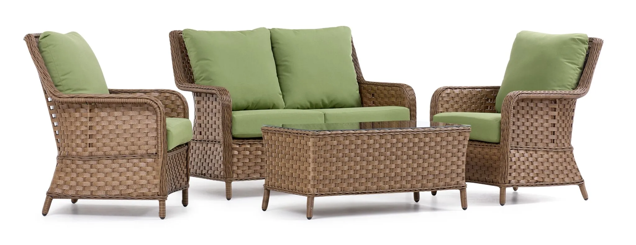 Aosta 4-Piece Conversation Set - Brown,Green