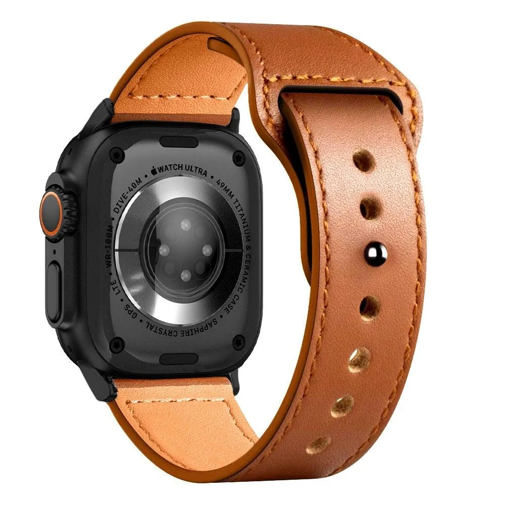 Apple Watch (38/40/SE/41mm) Tech-Protect Naturalfit Ægte Læder Urrem - Brown