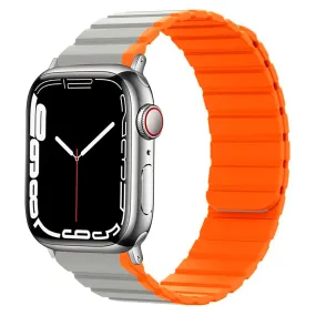 Apple Watch (42/44/SE/45/49mm) Lippa Magnetisk Silikone Multi Rem - Grå / Orange